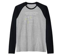 Parco Nazionale di Washington Mappa Mount Rainer North Cascades Maglia con Maniche Raglan