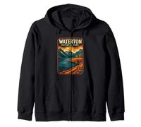 Parco Nazionale di Waterton in Stile Vintage Felpa con Cappuccio