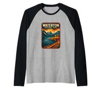 Parco Nazionale di Waterton in Stile Vintage Maglia con Maniche Raglan