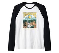 Parco Nazionale di Yellowstone Vintage Escursionismo Maglia con Maniche Raglan