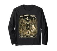 Parco Nazionale Turno Notturno Cryptid Campfire Vintage Bigfoot Maglia a Manica