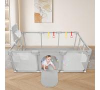Parco per bambini e bambini largo, 180 x 120 x 66 cm, parco per bambini, 50 palline di pozzo, mini vimini e 4 anelli di trazione, rete morbida e traspirante, centro di attività per bambini