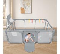 Parco per bambini e bambini largo, 180 x 120 x 66 cm, parco per bambini, 50 palline di pozzo, mini vimini e 4 anelli di trazione, rete morbida e traspirante, centro di attività per bambini