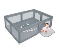 Parco per bambini, parco giochi per bambini modulare, pieghevole in rete con 50 palline, parco giochi per bambini interni ed esterni, centro di attività del parco bambini in tessuto oxford (grigio