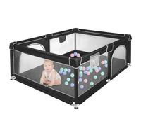 Parco per bambini, parco giochi per bambini modulare, pieghevole in rete con 50 palline, parco giochi per bambini interni ed esterni, centro attività di parco bambini in tessuto oxford (nero, 120 x