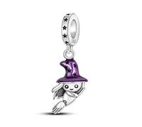 PARCOM Ciondolo in argento Sterling 925 a forma di scopa magica, per braccialetti Pandora, compatibile con collane europee a catena a serpente, ipoallergenico, da indossare tutti i giorni, regalo per