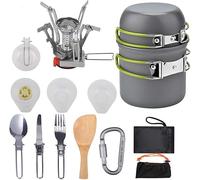 Pardarsey Padarsey - Set di pentole da campeggio, 1 - 2 persone, O2 - 3, coltello pieghevole e forchetta, set di padelle e padelle portatili, ideale per picnic e campeggio