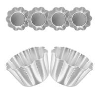 PAREKS 6 stampi per budino in lega di alluminio tazza da forno a forma di fiore tazze per muffin per crostata di uova stampi per torte mini tortiera per cottura a vapore