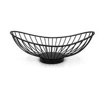 PARENCE - Cestello ovale di frutta in metallo nero opaco - 25 x 13,5 x 9 cm - Cesta per pane progettata per tavolo, cucina e ristorante - Stile moderno, robusto ed elegante