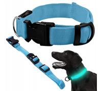 PARENCE - Collare LED regolabile per cani 36-59 cm - 3 modalità di luce, sicurezza notturna, collare luminoso per cani e gatti, visibile da 500 m, impermeabile, con batterie CR2016 - Blu