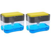 PARENCE.- Distributore di detersivo per piatti con spugna incorporata - grande capacità, facile da usare, comodo organizer per lavello all-in-one, design compatto per la cucina (Confezione da 2)