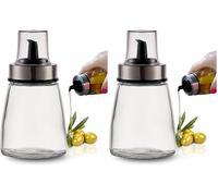 PARENCE.- Flacone per olio da 200 ml con tappo versatore - Dosatore in vetro e acciaio inox - Contenitore per olio, aceto, salsa - 6,5x6,5x12,5 cm - Versamento preciso e senza gocciolamento