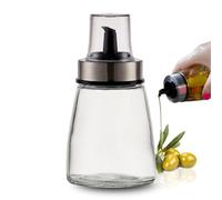 PARENCE.- Flacone per olio da 200 ml con tappo versatore - Dosatore in vetro e acciaio inox - Contenitore per olio, aceto, salsa - 6,5x6,5x12,5 cm - Versamento preciso e senza gocciolamento