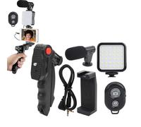 PARENCE.- Kit completo di vlogging per smartphone - treppiede regolabile, microfono direzionale, illuminazione a LED, telecomando Bluetooth, supporto universale - registrazione video, streaming