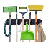 PARENCE.- Mensola a Muro per spazzole e Attrezzi - Ripiano portaoggetti con 5 Fessure Automatiche + 6 Ganci Pieghevoli | Organizer da Parete Garage, Officina, Lavanderia | 40,5 x 11,5 cm