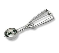 PARENCE.- Paletta per gelato in acciaio inox 24 cm - Pala con testa da 6 cm - manico lungo e grilletto - per gelato, pasta biscotto, purea, melone, sorbetto - resistente e facile da usare