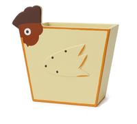 PARENCE.- Portapenne in legno con disegno a pollo - Organizer da scrivania originale in stile country - 12x10 cm - Portaoggetti per penne, pennelli, accessori