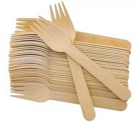 PARENCE.- Set di 100 forchette in legno - Posate in legno usa e getta, forchette Utensili ecologici e biodegradabili per feste, compleanni, campeggio, picnic 100 pezzi - 15,6 cm