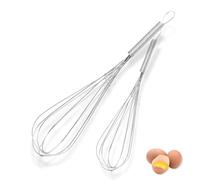 PARENCE.- Set di 2 fruste da cucina in acciaio inox - 19 cm e 24 cm - Frullino manuale per uova - Utensili da cucina per mescolare uniformemente - 2 pezzi