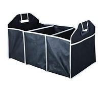 PARENCE - Set di 2 organizer per bagagliaio pieghevole/borsa portaoggetti per auto con 3 scomparti e maniglie - Vassoio trasportabile con grande capacità - Poliestere - Colore Nero