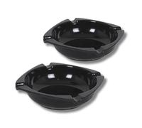 PARENCE.- Set di 2 posacenere in melamina - 10 cm di diametro - Compatto, leggero, resistente e versatile - 2 pezzi, nero