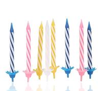 PARENCE - Set di 24 candeline di compleanno con 12 ganci - Aggiungi un tocco colorato alle tue torte