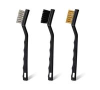 PARENCE. Set di 3 spazzole manuali - acciaio, ottone e nylon - spazzole per la pulizia per griglia, griglia, piatto, mensole, utensili e fai-da-te - 3 pezzi