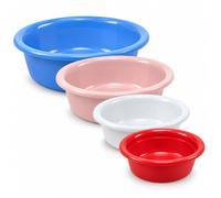 PARENCE. Set di 4 bacini di plastica rotondi - vasci impilabili in 4 taglie - 1,5 L, 2,3 L, 3,5 L e 5 L - per casa, cucina, lavaggio e pulizia - colori casuali
