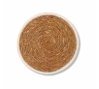 PARENCE.- Sottobicchiere rotondo di sottobicchieri Ø20 cm con bordo bianco - Tovaglia individuale naturale e rustica - Accessori da cucina resistenti al calore