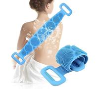 PARENCE.- Spazzola da bagno bifacciale in silicone per copr/doppi manici, elastico, esfoliante, pulizia profonda/massaggio, doccia, risciacquo schiena - blu, base 60cm