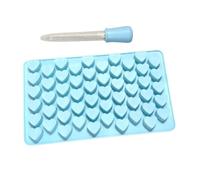 PARENCE.- Stampo in silicone a forma di cuore con 55 cavità e pipetta - antiaderente, riutilizzabile - per cioccolatini, caramelle - resistente da -40°C a +230°C - 18,5 x 12,5 cm