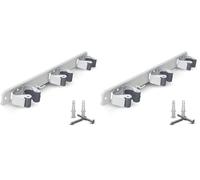 PARENCE.- Supporto da parete a triplo avvitabile per scopa e accessori - Gancio per scopa 3 supporti + 2 ganci - 37cm (Confezione da 2)