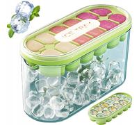 PARENCE - vassoio per cubetti di ghiaccio con contenitore e coperchio ermetico - vassoio in silicone da 12 cubi - facile da liberare dalla muffa, inibitore di odori, resistente al freddo