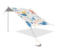 Parents' Day Cartoon Cute Blue Bird Progettato UPF50+ Protezione Stabile Tenda da Spiaggia Leggera Grande Tenda da Sole con Pala di Sabbia per Campeggio, Pesca, Cortile Divertente Carpa para Playa