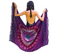 Pareo Da Spiaggia Donna Grande Lungo Frangia Viola Telo Sarong Xxl Bohemian Copricostumi Da Mare Bikibi Cover Up Sclarpa Gonna Decorazione Murale Arazzo Da Parete 180X120Cm Rayon Fatto In India