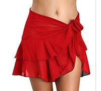 Pareo Copricostume Donna, Gonna da Spiaggia Sarong Donna Spiaggia Wrap Grande Chiffon 2 Pezzi Gonna da Spiaggia con Frange Gonna da Bagno Donna Curvy Gonna Corta Donna per Vacanza Party Beachwear