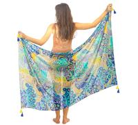 Pareo Da Spiaggia Donna Grande Lungo Cottone Nappa Blu Telo Sarong Xxl Bohemian Copricostumi Da Mare Sexy Bikibi Cover Up 2024 Decorazione Murale Arazzo Da Parete 180X120 Cm Fatto In India
