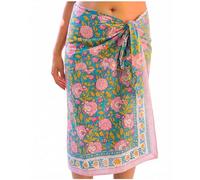 Pareo da spiaggia in cotone stampato a blocchi di alta qualità per donna - Pareo morbido e leggero, copricostume, copricostume, gonna avvolgente boho per l'estate, i viaggi e la spiaggia.