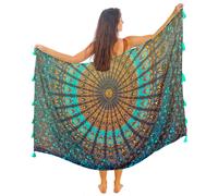 Pareo/Sarong/Copricostume Boho Mandala con Nappe - Cotone Super Morb Black Bamba