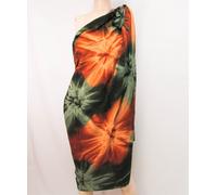 Pareo Sarong Tie Dye 64x46" 100% Cotone Verde/Marrone Copricostume Da Spiaggia