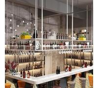 Parete appesa a portaoggetti, supporto per vino in ferro montato Doppio, portabottiglia invertita Glassagne Scaffale di decorazione del soffitto semplice con pareti divisorie per bar, bianco, 100 *