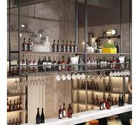 Parete appesa al portabottiglie, supporto per vino in ferro montato doppio, portabottiglia invertita invertibile bicchiere di champagne Simple Decorazione del soffitto con pareti divisorie per bar,