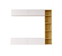 Parete Attrezzata Hilba Truciolato Bianco Rovere Chiaro Moderno SET 3 pz