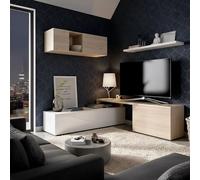 Parete Attrezzata Imperial Mobile Soggiorno TV con Mensola Salotto Legno Base Televisione Sala da Pranzo Design Moderno 200 x 41 x 46 cm Colore Bianco