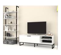 Parete attrezzata porta tv e libreria Way bianca