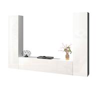 Parete Attrezzata Soggiorno 260x30x180 cm Maruska n°11 Bianco Lucido