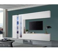 Parete Attrezzata Soggiorno 280x30x180 cm Maruska n°7 Bianco Lucido