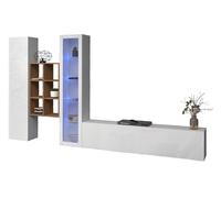 Parete Attrezzata Soggiorno 320x30x180 cm Maruska n°15 Bianco Lucido