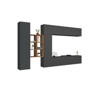 Parete Attrezzata Soggiorno 320x30x180 cm Maruska n°20 Grigio Antracite Opaco