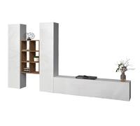 Parete Attrezzata Soggiorno 320x30x180 cm Maruska n°21 Bianco Lucido